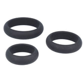 Titus 3Pk Silicone Ring Set featuring three thick black silicone rings of varying sizes.