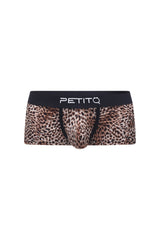 PetitQ Trunk Panthere leopard-print men’s briefs with black waistband featuring the petitq logo