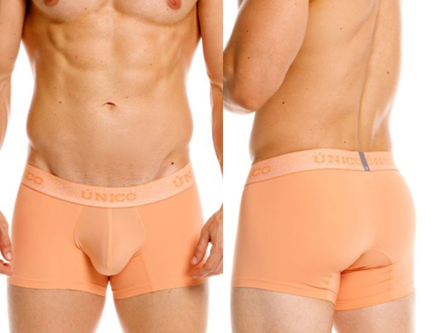 Unico 26040100122 classic trunks in apricot orange with soft smooth fabric and subtle elastic waistband for premium support