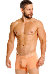 Orange unico men’s briefs with contoured pouch and elastic waistband in apricot color for premium support and style