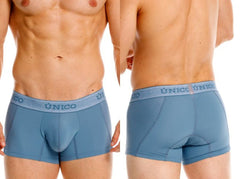 Blue unico men’s boxer briefs classic trunks with textured waistband and contoured design for premium athletic comfort