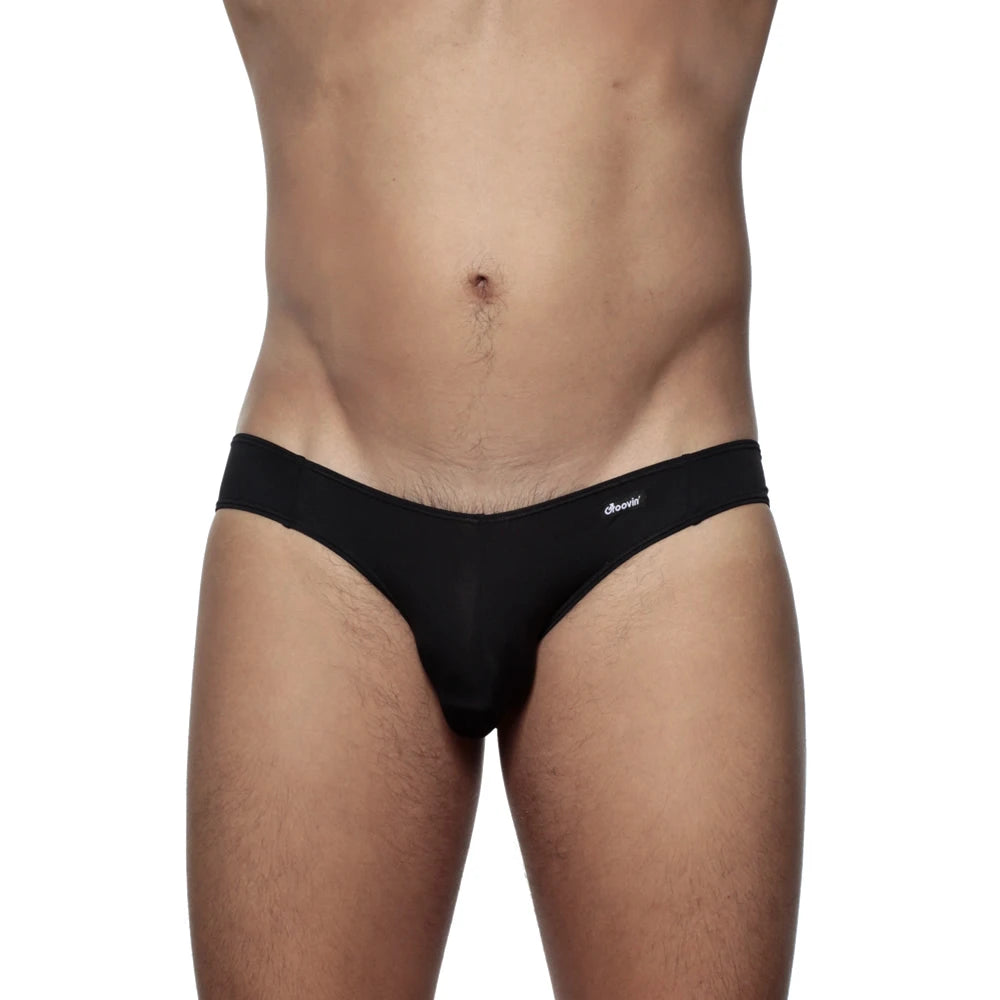 Black groovin underwear athletic v cut bikini brief with slim fit and offwhite logo embroidered on waistband