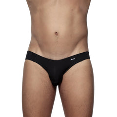 Black groovin underwear athletic v cut bikini brief with slim fit and offwhite logo embroidered on waistband