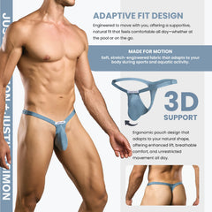 Blue justin simon bulge thong mesh athletic briefs with 3d support and stretch fabric for adaptive motion