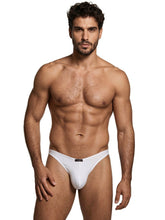 White microfiber bikini underwear featuring a slim cut, low rise, and a small Xtremen logo tag on the front waistband.