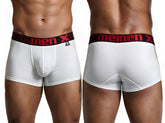 White microfiber trunks featuring a black waistband with red "Xtremen" lettering.