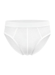 White striped activestripe cotton brief with smooth elastic waistband and subtle vertical ribbing throughout the fabric