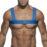 Blue ad basic harness chest harness with adjustable straps and central logo patch for secure fit
