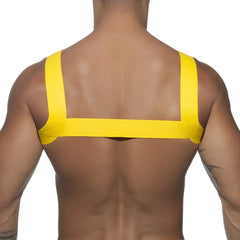 Bright yellow wide-strap back support band of ad basic harness for durable comfort and ergonomic posture support