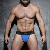 Blue athletic briefs with a black waistband and blue logo pouch underwear by Addicted Fetish royal blue size L