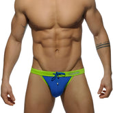 Vibrant blue and neon green low rise bikini swimwear with drawstring waistband size m by addicted royal blue ads065