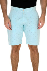 Light blue anchor micro print shorts made of breathable fabric for comfortable summer wear
