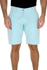 Light blue anchor micro print shorts made of breathable fabric for comfortable summer wear