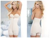 Beige Ann Chery 1044 Powernet strapless body-shaping corset with lace trim hem and front zipper closure