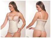 Beige ann chery 2025 latex girdle body shaper with adjustable straps and vertical lace-up front corset design