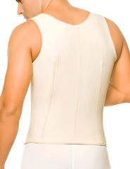 Cream-colored ann chery 2033 latex men girdle body shaper sleeveless with vertical seams and rounded neckline