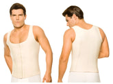 Cream-colored ann chery 2033 latex men girdle body shaper with a form-fitting corset-style tank top and central button closure
