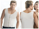 Ann Chery 2034 latex beige men girdle body shaper sleeveless with central zipper and subtle paneling
