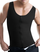 Ann chery 2034 latex men girdle body shaper black sleeveless compression vest with front zipper and smooth material