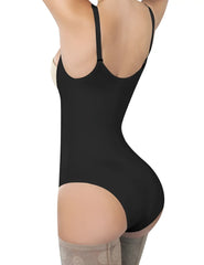 Black Ann Chery 4012-1 latex body bikini with thin straps and high-cut leg in a form-fitting design