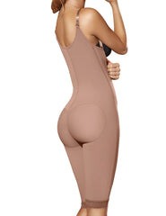 Beige ann chery 5121 powernet briggite shapewear showing padded back and lace trim at the hem in brown color