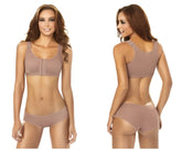 Beige seamless underwire ann chery 5130 post-surgery brassiere with adjustable straps and matching high-waisted briefs