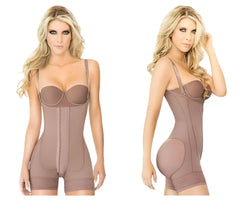 Ann chery 5166 powernet melissa shapewear brown taupe body shaper with lace trim and adjustable straps
