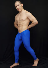 Form-fitting bright blue arroyman bulge runner athletic leggings size m designed for running and active wear