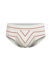 White cotton briefs with bold red chevron stripes and horizontal lines in assorted 4 pieces pack