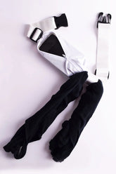 SsbAG runing belt white nylon fanny pack with black zipper and adjustable straps for comfortable running use
