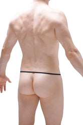 Black ball-lifter loincloth thong underwear with thin smooth elastic waistband showing front side