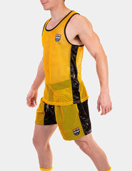 Barcode Berlin Carlos Mesh Tank Top T-shirt Jaune/Noir 91834-501 Taille S