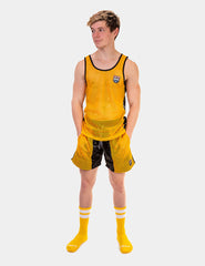 Barcode Berlin Carlos Mesh Tank Top T-shirt Jaune/Noir 91834-501 Taille S