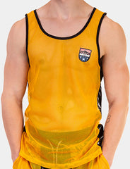 Barcode Berlin Carlos Mesh Tank Top T-shirt Jaune/Noir 91834-501 Taille S