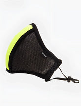 Barcode berlin lieutenant skyler unisex mask grey with black mesh and neon yellow side panel and black elastic ear loops