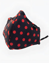 Barcode Berlin Major General Michelinho unisex fabric face mask in black with red polka dots and a side zipper