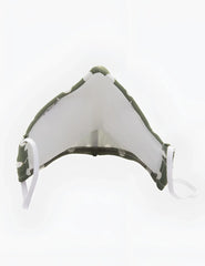 Olive green and white mesh face mask with adjustable elastic ear loops from barcode berlin major general michelinho unisex collection