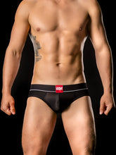 Black mesh briefs with red brand label on waistband barcode berlin berlin mitte thermo brief underwear size s