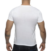 Basic v-neck t-shirt in white cotton with short sleeves perfect for casual everyday wear