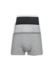Three-pack of men’s boxer briefs in heather gray light gray and black made of soft cotton blend fabric basics trunk 3-pack