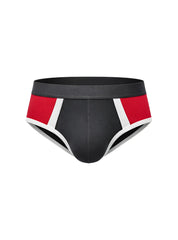 Black Basix Comfort One brief with bold red and white geometric side panels offering comfortable support