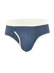 Basix Comfort Brief navy blue briefs with cream waistband and trim offering comfortable everyday support