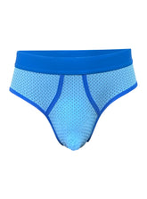 Basix Comfort Mesh brief in blue with breathable mesh fabric and solid blue waistband and trim