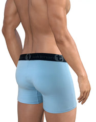 Light blue big boy pouch 5 inch inseam boxer brief with black wildman waistband for men