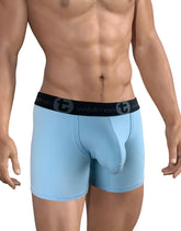 Light blue big boy pouch boxer briefs with 5 inch inseam and black wildman elastic waistband for men