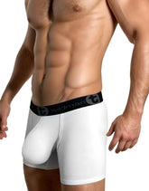 White big boy pouch 5 inch inseam boxer briefs with black wildman waistband for men