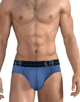 Big boy pouch brief dark blue by wildman features soft fabric and a black elastic waistband with t logo and brand name