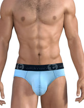 Light blue big boy pouch brief with black wildman elastic waistband designed for comfortable support
