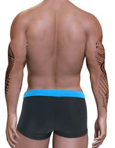 Black swim trunks big boy pouch swim square cut with bright blue elastic waistband for boys beachwear
