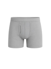 Gray heathered big mans cotton boxer brief with smooth seamless design and elastic waistband for comfort